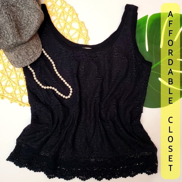 Mossimo Supply Co. Tops - ‼️CLEARANCE‼️ 🍟 Lacy black tank top size large 🍟